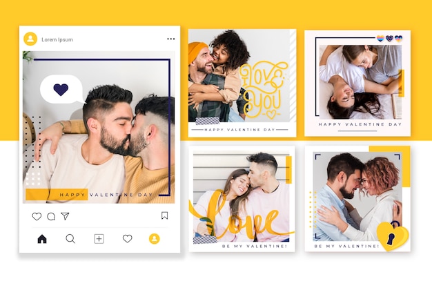 Collezione di post instagram di san valentino