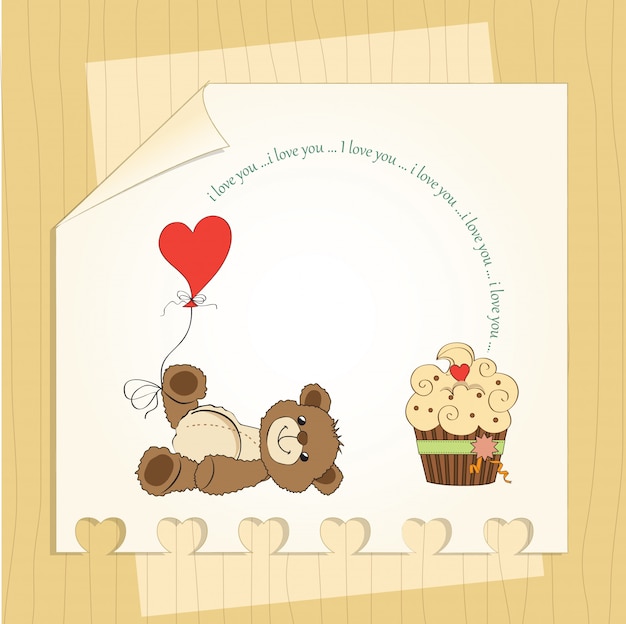 Vector valentine's day-kaart met teddybeer