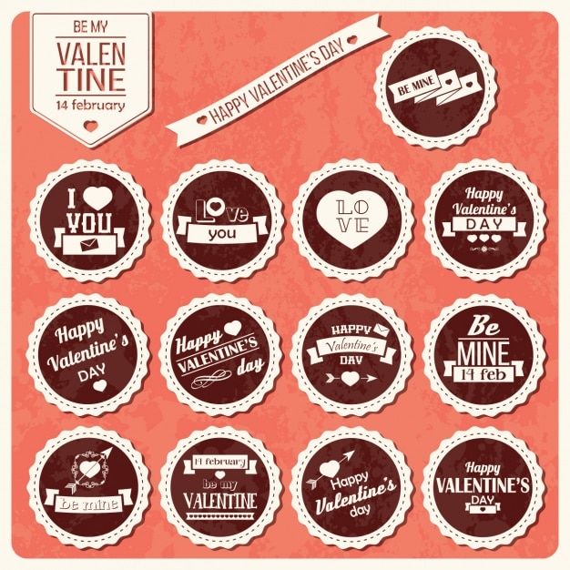 Vector valentine's day labels collection