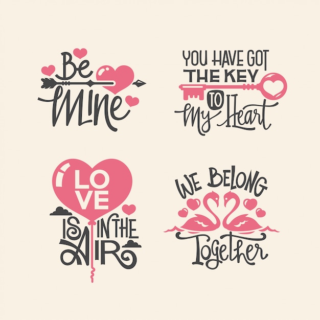 Vector valentine's day lettering quotes collection