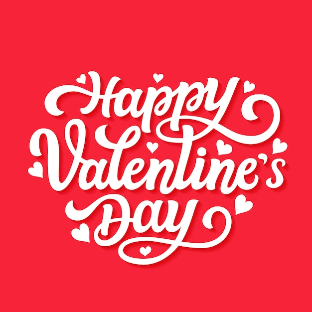 Valentine's day lettering on red