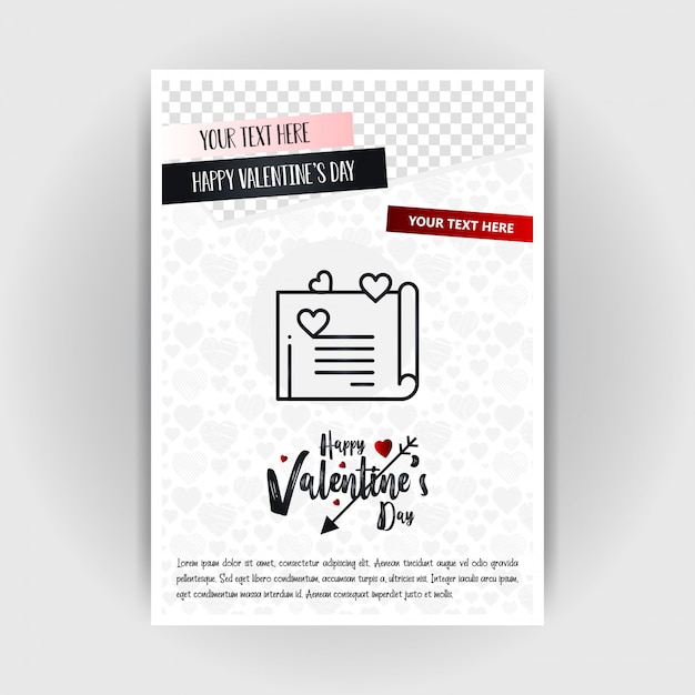 Vector valentine's day love poster template. place for images and text, vector illustration