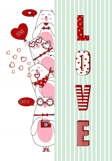 Vector valentine's day lovely bears