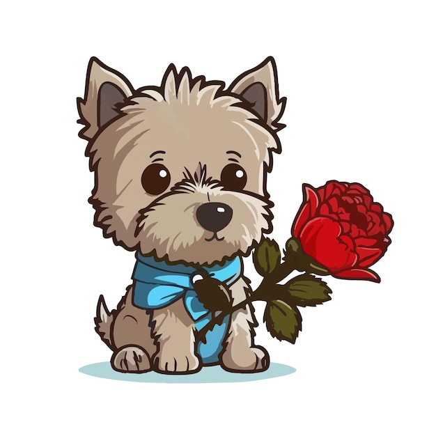バレンタインデーの素敵なマスコットかわいい犬のベクトル イラスト。かわいいロマンチックな犬のバレンタイン クリップ アート。