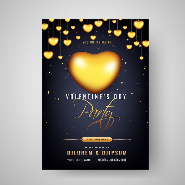 Valentine's day party celebration invitation card design decorat