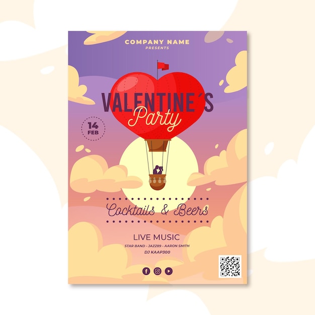 Modello di volantino festa di san valentino