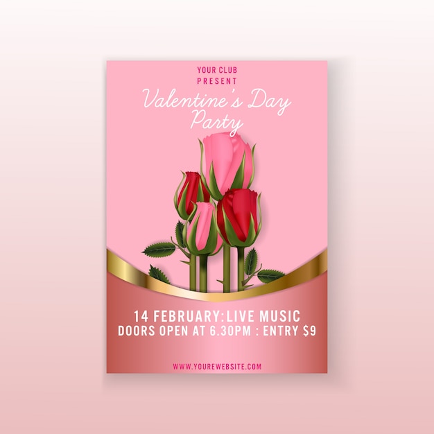 Vector valentine's day party flyer template