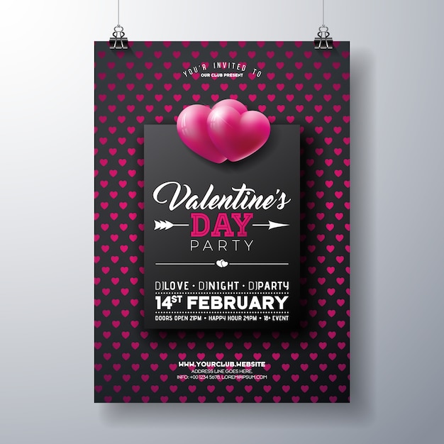 Vector valentine's day party flyer