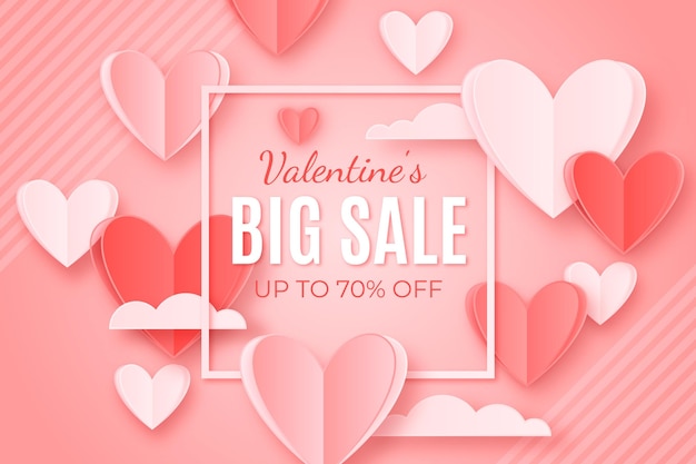 Vector valentine's day party sale in paper style