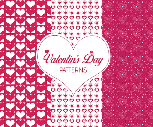 Vector valentine's day pattern collection with hearts