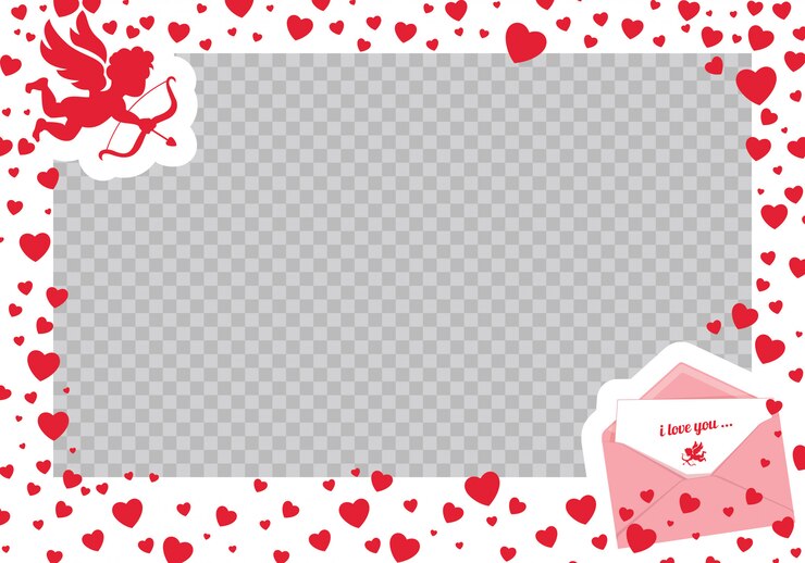 Valentine's Day photo frame. Vector illustration of elegant, stylish, romantic frame.