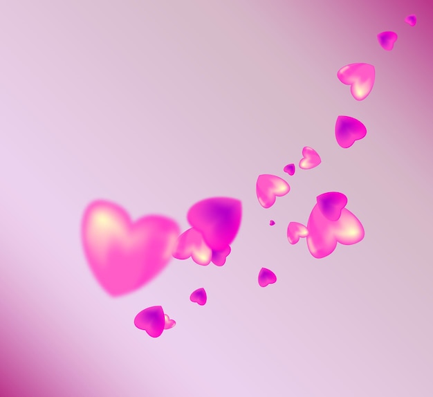 バレンタイン・デー。ピンクと紫のハート。