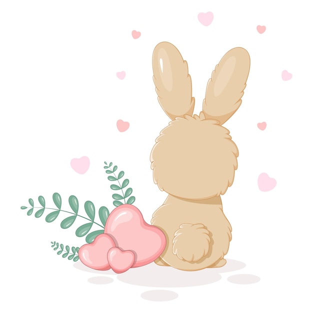 Vector valentine's day postcard with romantic bunny