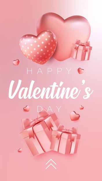 Valentine's Day Poster or banner with many sweet hearts and on pink background.