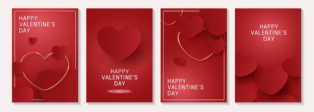 ベクトル バレンタインデーのポスターまたは赤と紙で設定されたバナー テキスト休日バナー web ポスター チラシ バウチャー テンプレート パンフレットとグリーティング カード ベクトル デザインのハートの場所をカット