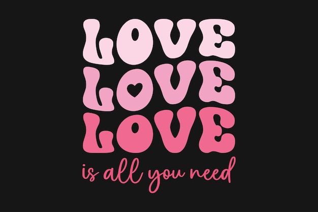 Valentine's Day Retro Typography T-shirt