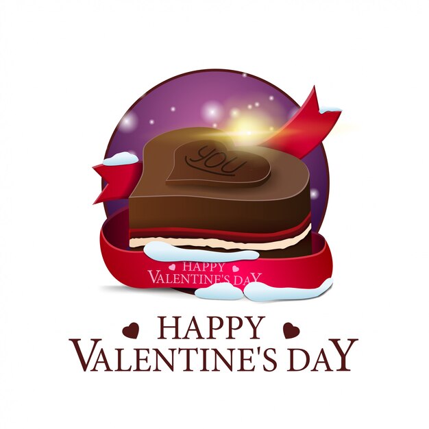 Valentine's Day round banner with a chocolate candy