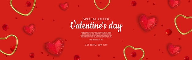 Valentine s day sale background with heart Universal vector background for poster banners flyers card