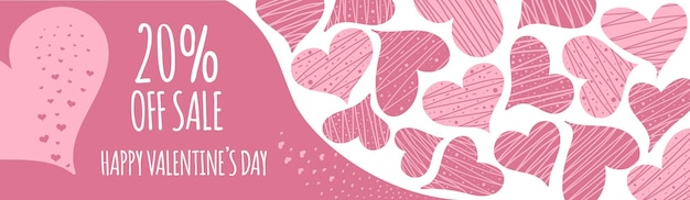 Valentine's Day Sale Banner or poster with many pink hearts Can be add text