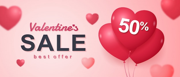 Valentine's day sale banner template background