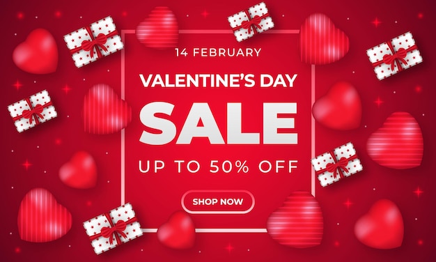 Valentine's day sale banner template with heart