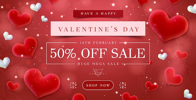 Valentine's day sale banner template.