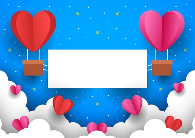 Banner di vendita di san valentino con stile papercut