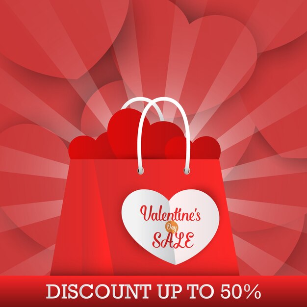 valentine's day sale banner with shopping bag