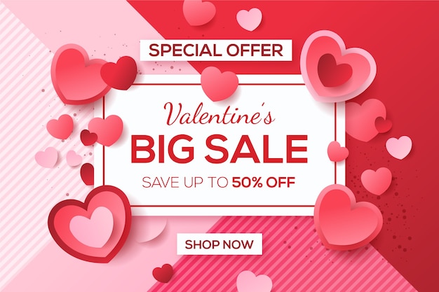 Vector valentine's day sale in flat design