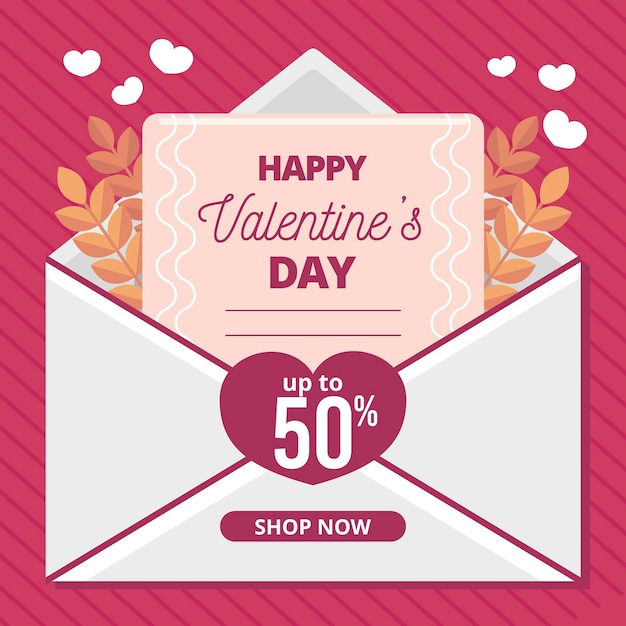 Valentine's day sale in flat design