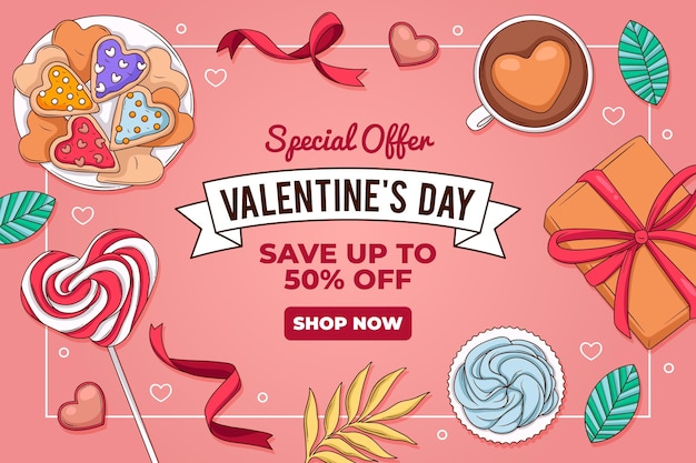 Vector valentine's day sale wallpaper illustrated