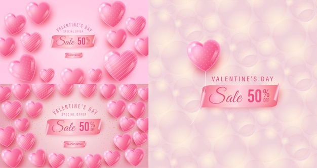 Vendita di san valentino con banner cuore