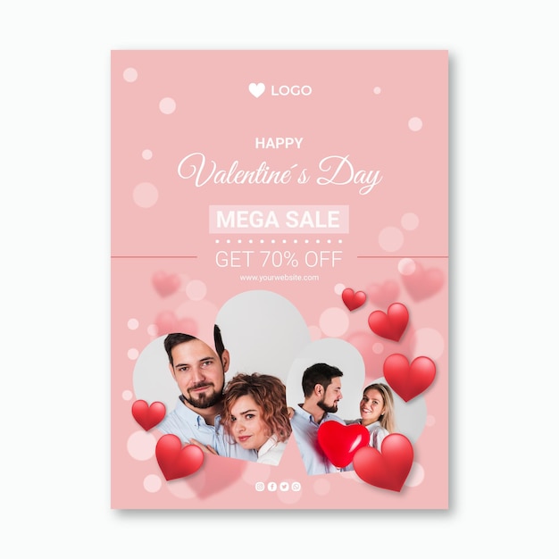 Vector valentine's day sales flyer a5 vertical