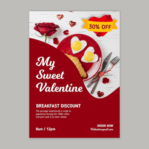 Vector valentine's day sales flyer vertical