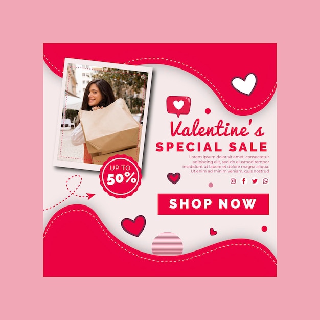 Vector valentine's day sales squared flyer