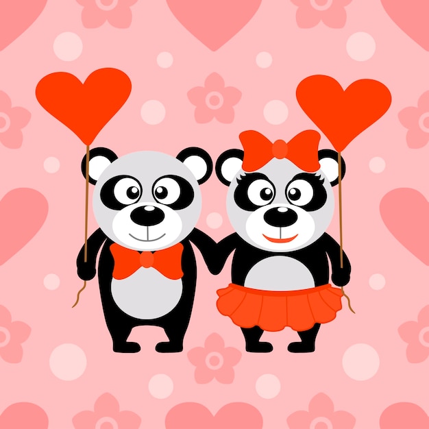 Fondo senza cuciture di san valentino con i panda