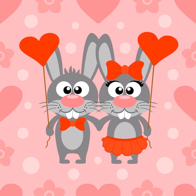 Valentine's day seamless background with rabbits