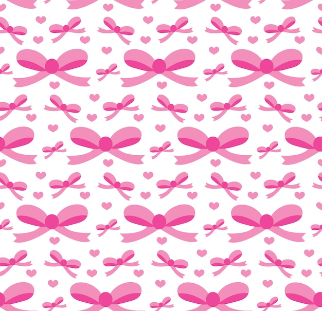 Valentine's day seamless pattern. bows endless background. pink ribbon repeating texture. holiday wallpaper, paper, backdrop. vector illustration.