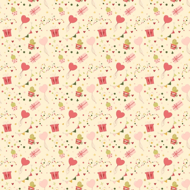 Valentine's day seamless pattern gifts and hearts.