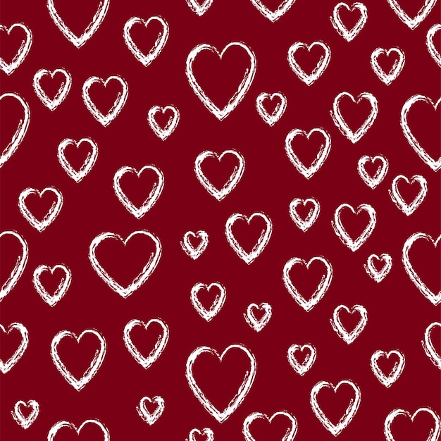 Vector valentine's day seamless pattern watercolor heart shape red romantic print template love background