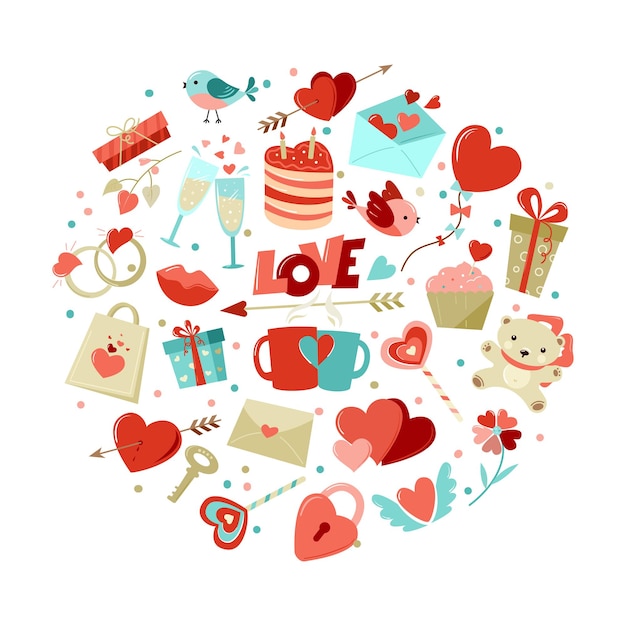 Vector valentine's day. a set of cute elements.