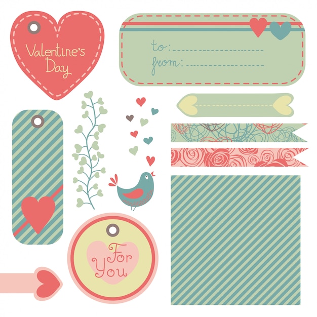 Valentine's day set of post, tags and labels