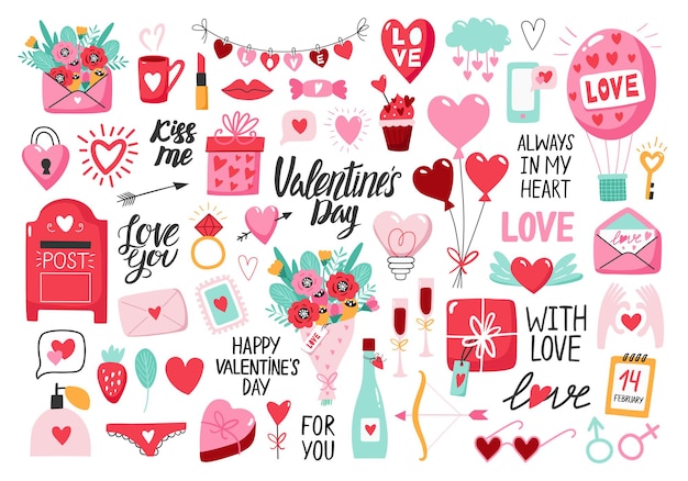 Valentine's Day set with heart and other elements