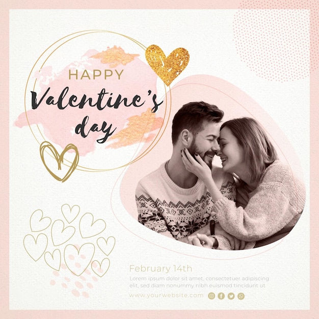 Vector valentine's day squared flyer template