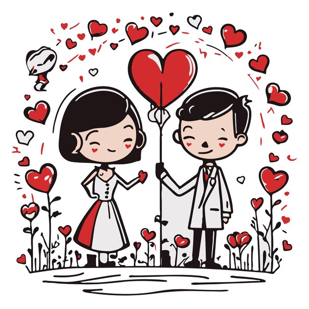 Valentine's day themed with vector style flat design isolated background