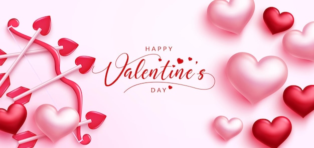 Valentine's day vector background design. Happy valentine's day typography text with cupid's bow.