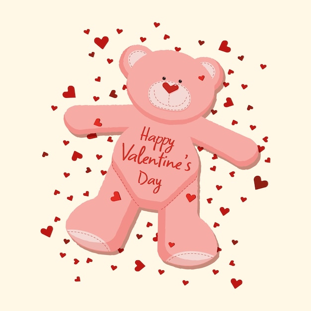 Valentine's day vector illustration with teddy bear hearts and lettering