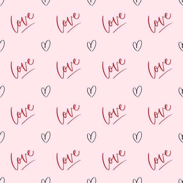 Valentine's day vector pattern Seamless heart pattern and love phrase