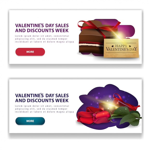 Valentine's day white modern banners with button