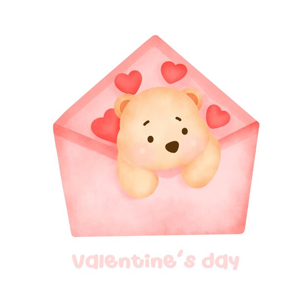 Valentine's day with cute bear greeting card.